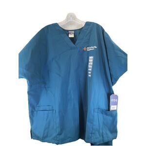 Cherokee Scrub SET XXL Medical HCA Florida Heathcare NWT Blue Top Pants 2xl